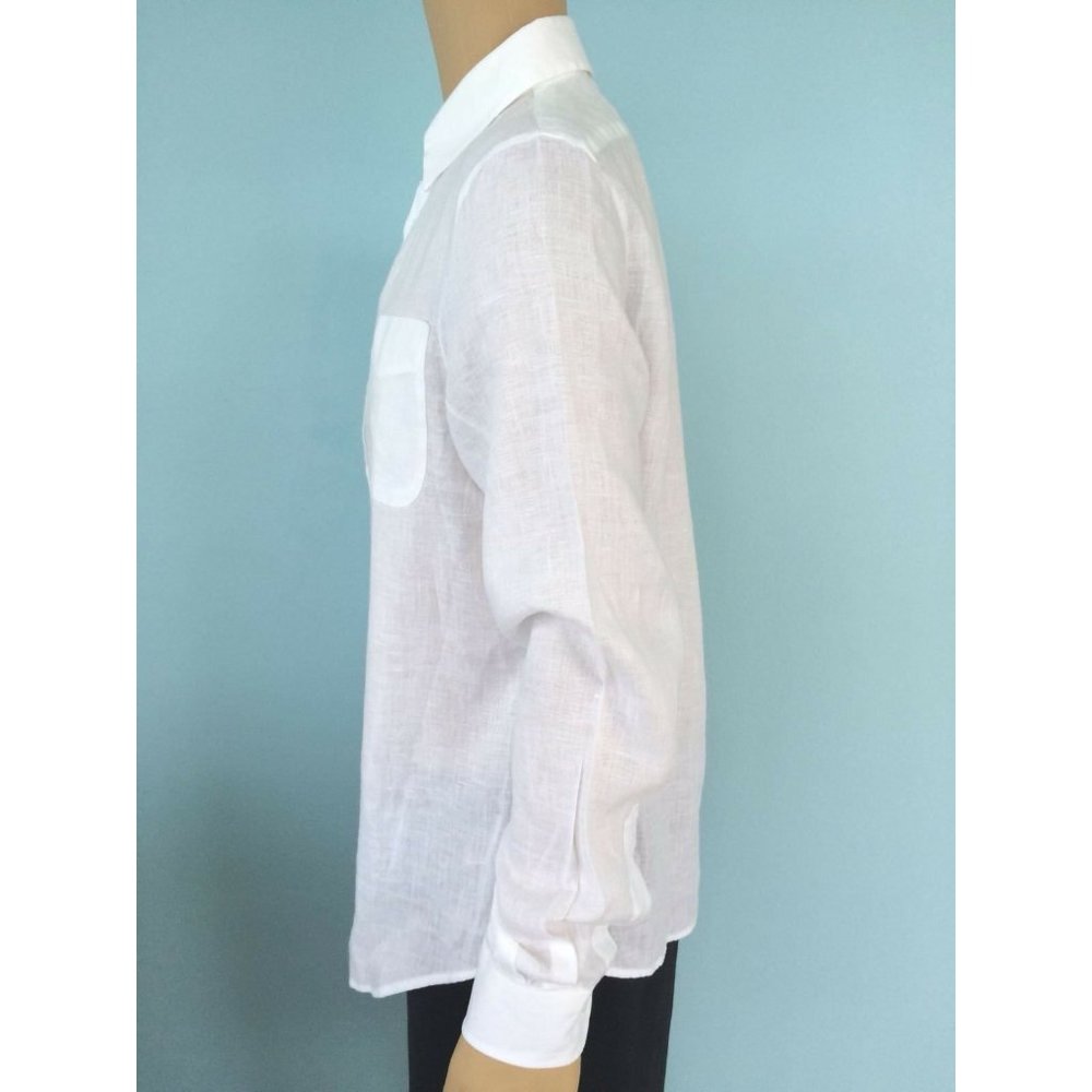 NWT Armani Jeans AJ Shirt Mens 100% Linen Classic Button Down White Size S - Picture 3 of 12